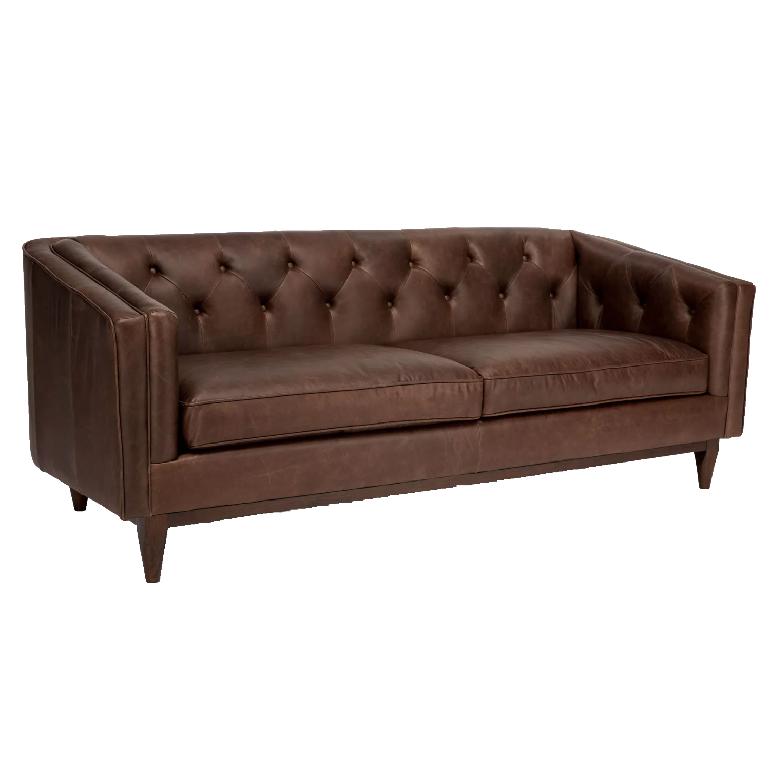 Alcott Tufted Leather Sofa - Brown