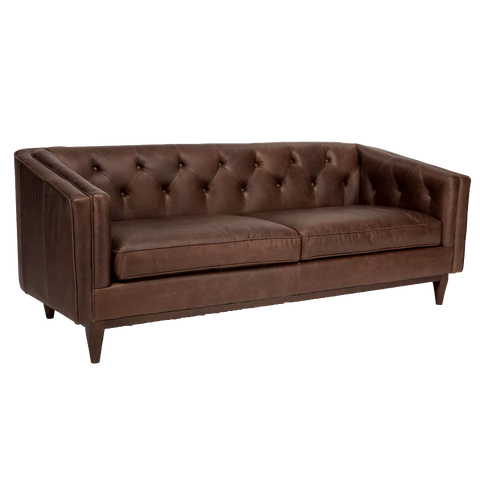 Alcott Tufted Leather Sofa - Brown