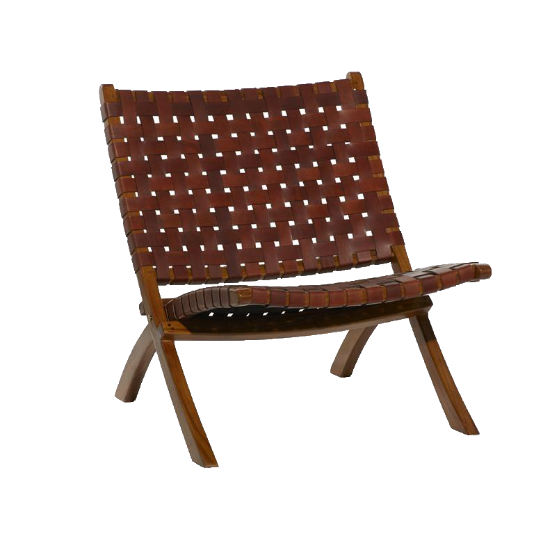 Leather Woven Folding Lounge Chair - Brown