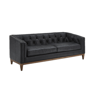 Alcott Tufted Leather Sofa - Black