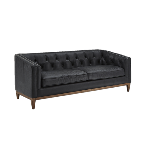 Alcott Tufted Leather Sofa - Black