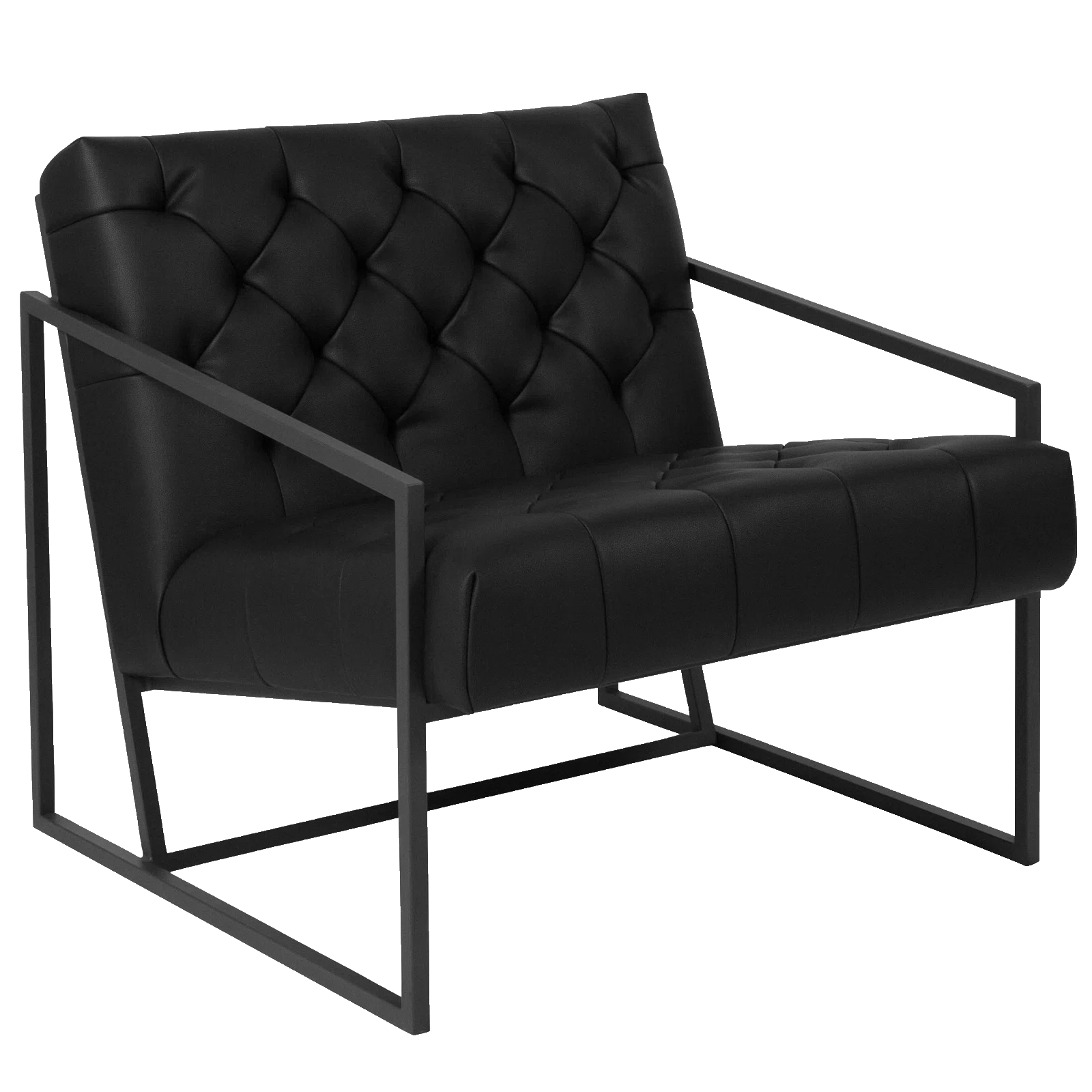 Madison Tufted Leather Armchair - Black