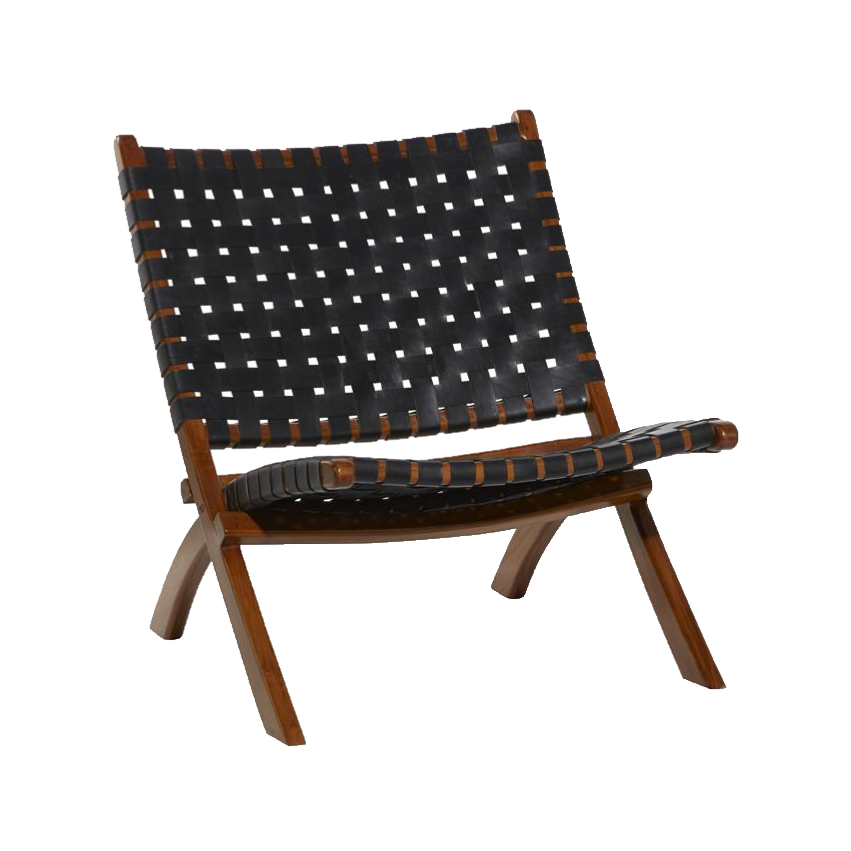 Leather Woven Folding Lounge Chair - Black – Tavolo Rental